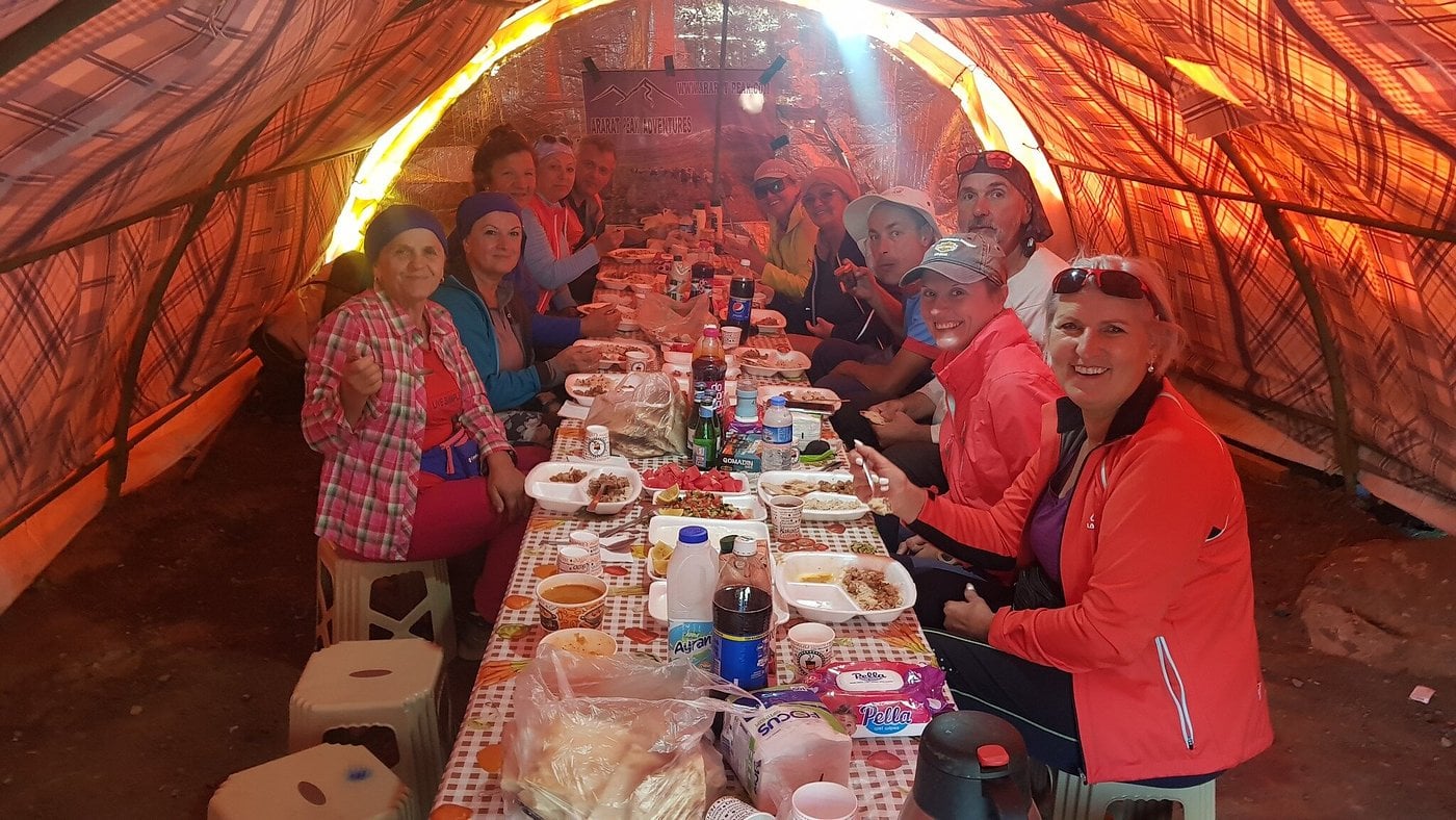 Mount Ararat base camp with official expedition setup showing permit requirements and climbing preparation